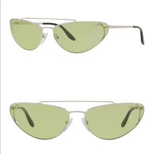 PRADA 90s Style Green Irregular Cat Eye Sunglasses